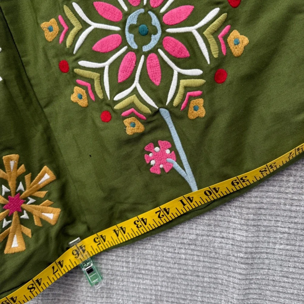 Vintage Pottery Barn Christmas Tree Skirt Home OS Embroidered Snowflake Country